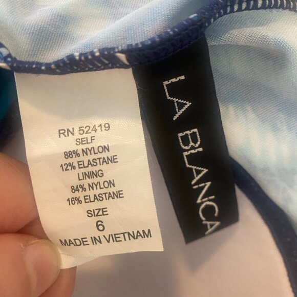La Blanca Blue Wrap Slimming Swim Tankini Top‎ Women's Size 6 - Picture 5 of 5